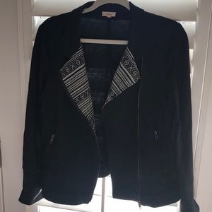 Black Blazer Crop Moto Zip Jacket